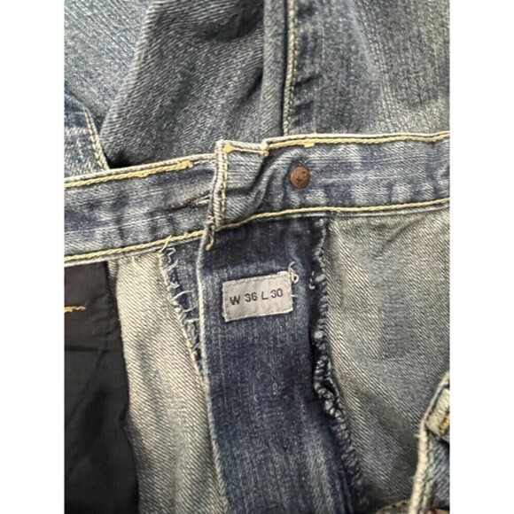 Express X2 Denim Low Rise Boot Cut Blue Jeans M11 Slim‎ Sz W36 L30 - Picture 7 of 8